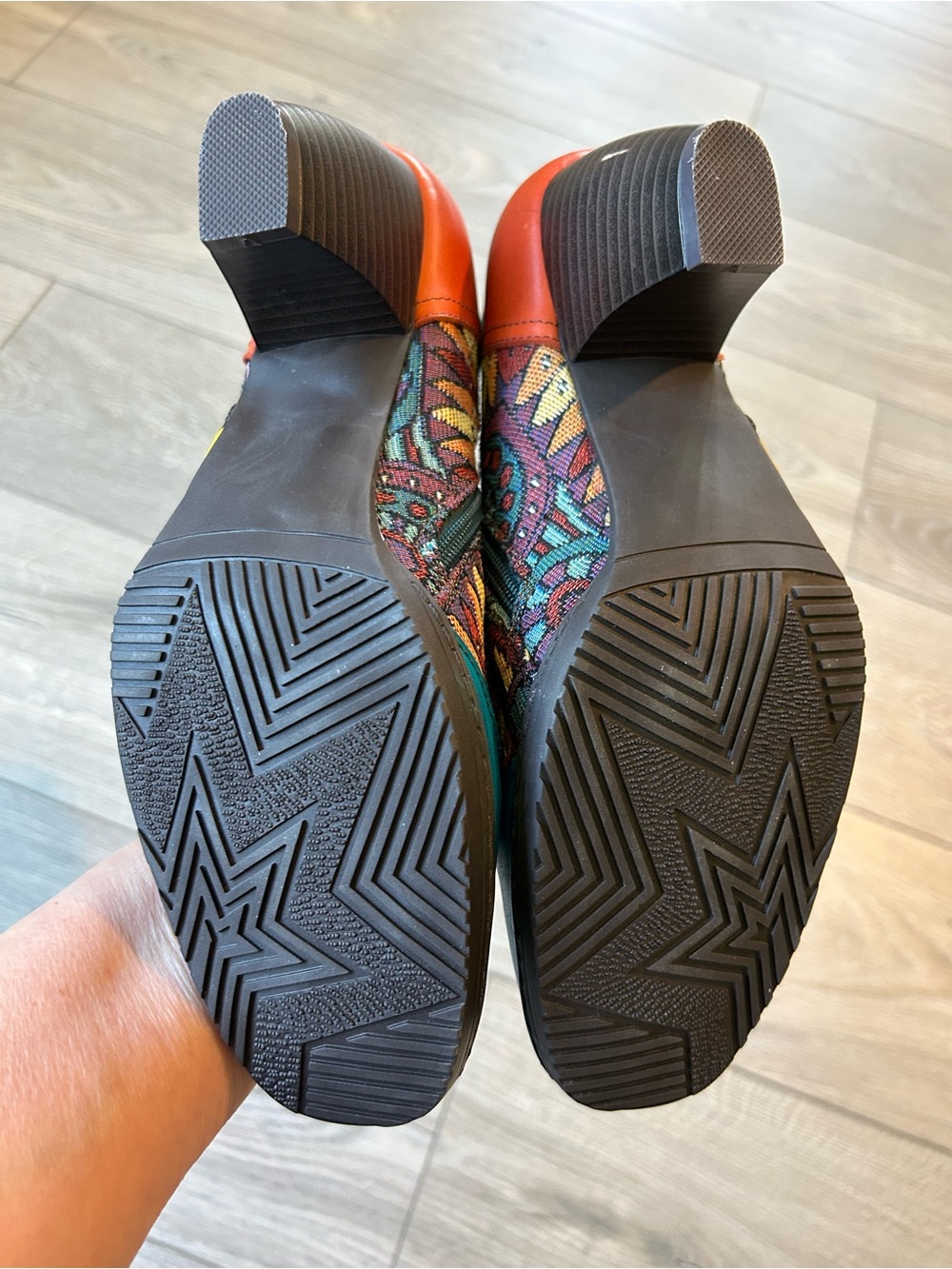 Socofy Colorful Leather and textile Booties Size Euro 42 / US Size 11 - Picture 9 of 10